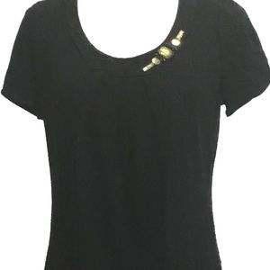 Embellished Black Short Sleeve Top